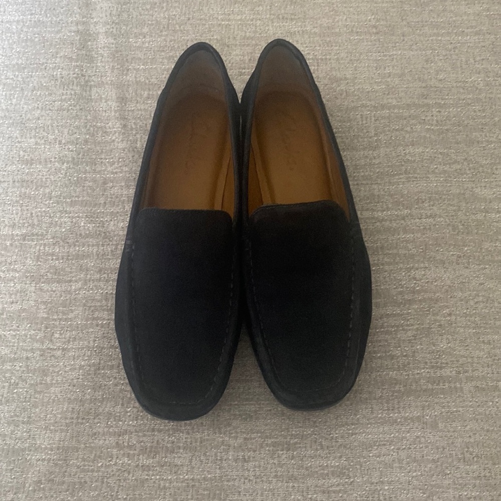 Clarks black leather suede slip on loafer Size 8.5 NWOB